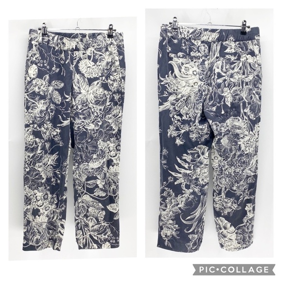 Loft black white elastic waist lightweight cropped pockets pants vacation summer - Picture 1 of 7